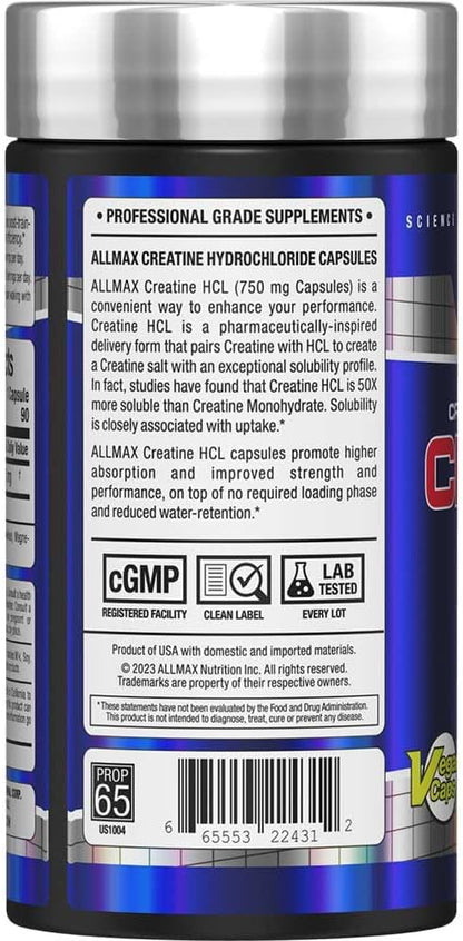ALLMAX Essentials Creatine HCL, 750 mg, 90 Capsules