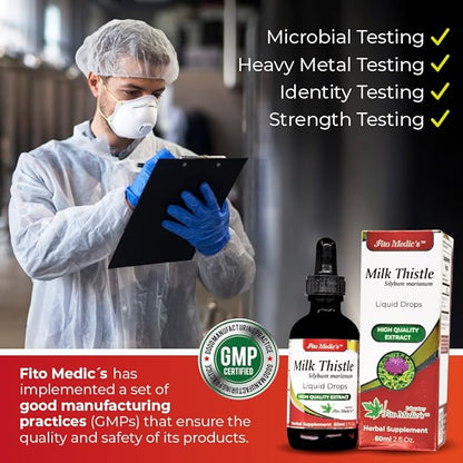 FITO MEDIC'S Lab - Milk Thistle Liquid, Liver Support - Pure - Milk Thistle Extract - Cardo Mariano – from - Milk Thistle Seed, Ultra high Absorption, Alcohol Free.