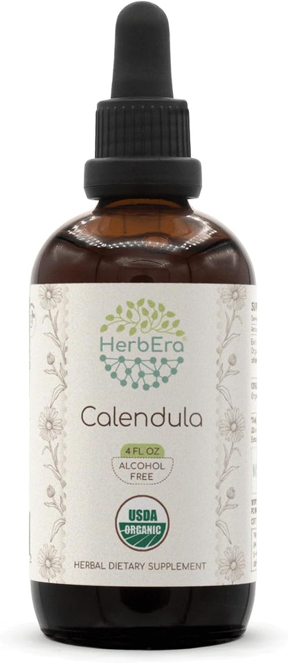 Calendula B120 USDA Organic Tincture | Alcohol-Free Extract, High-Potency Herbal Drops | Certified Organic Calendula (Calendula Officinalis) Dried Flower (4 oz)