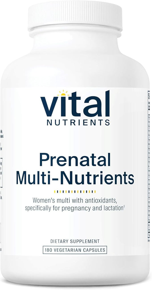 Vital Nutrients PreNatal Multi-Nutrients | Women's Prenatal Multivitamin/Mineral Formula with Potent Antioxidants | Vegetarian | Gluten, Dairy, Soy Free | Non-GMO | 180 Capsules
