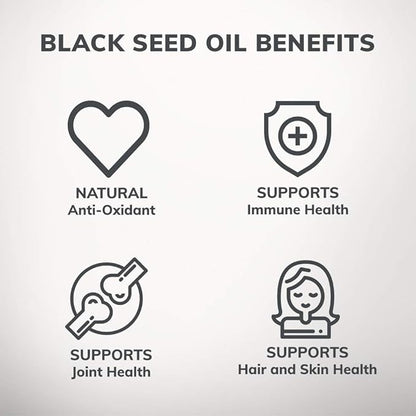 Halal Black Seed Oil (3-Pack) Cold-Pressed Nigella Sativa, Supports Heart, Brain, Joints, Immune Health, Non-GMO, Made in USA - Halal Vitamins