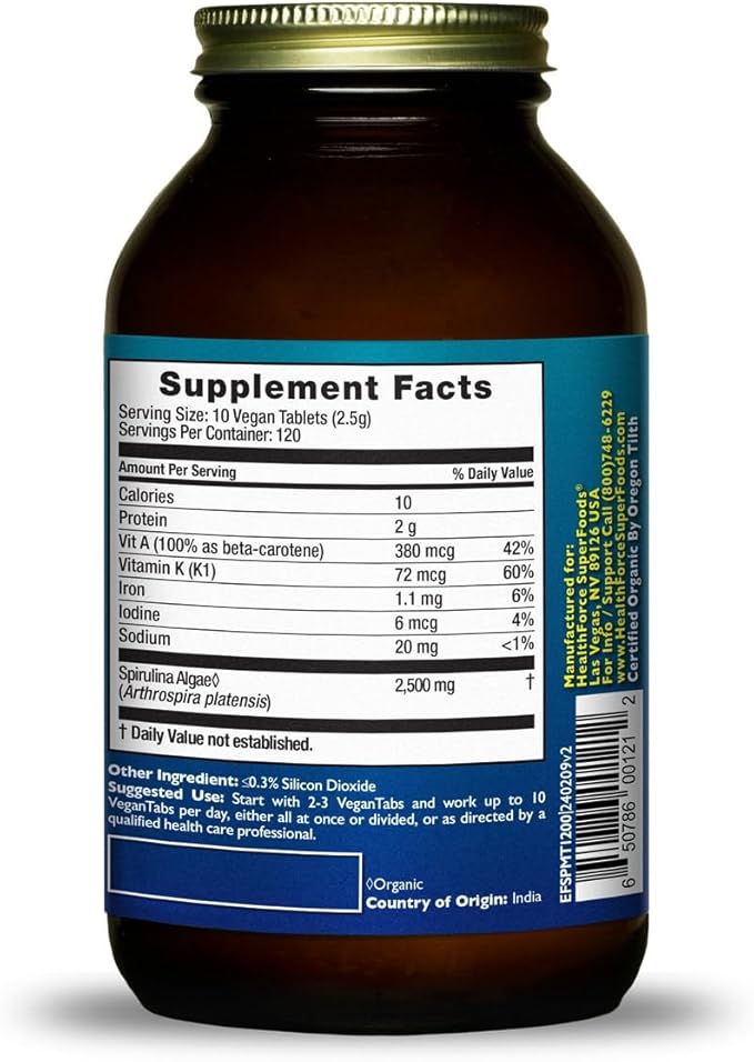 HealthForce SuperFoods Spirulina Manna - Tablet - 1200 Vegan Tablets