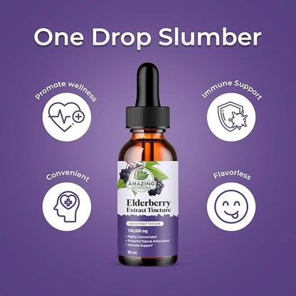 Elderberry Extract 15,000mg Strength Tincture - Organic Immune Support & Wellness Supplement | Elderberry Syrup Organic | 30ml/1oz