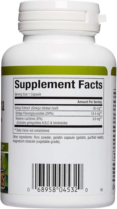 HerbalFactors by Natural Factors, Ginkgo Biloba, Supports Memory, Mental Performance and Healthy Brain Function, 60 capsules (60 servings)