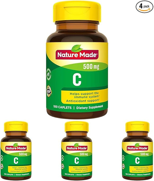 Nature Made Vitamin C 500 mg Caplets 100 Ct (Pack of 4)