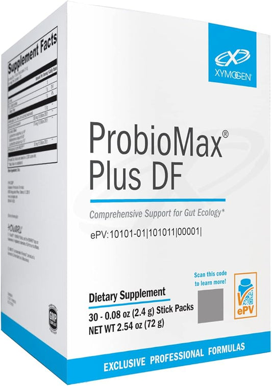 XYMOGEN ProbioMax Plus 40B - Probiotic Powder Supplement - Dairy Free Probiotics for Digestive Health - Saccharomyces boulardii, Lactobacillus acidophilus - Formerly ProbioMax Plus DF (30 Stick Packs)