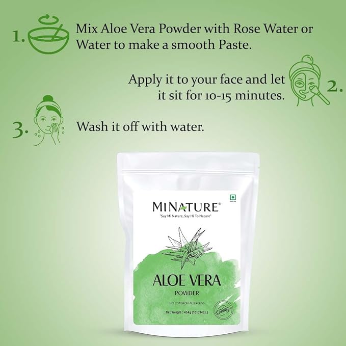 minature Aloe Vera Powder | Aloe Barbadensis | Vegan Non GMO| Pure & Natural with NO Chemical | Made in India| Skin 7 Hair Care| | 454 g / 16 Oz