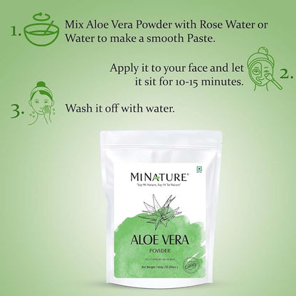 minature Aloe Vera Powder | Aloe Barbadensis | Vegan Non GMO| Pure & Natural with NO Chemical | Made in India| Skin 7 Hair Care| | 454 g / 16 Oz
