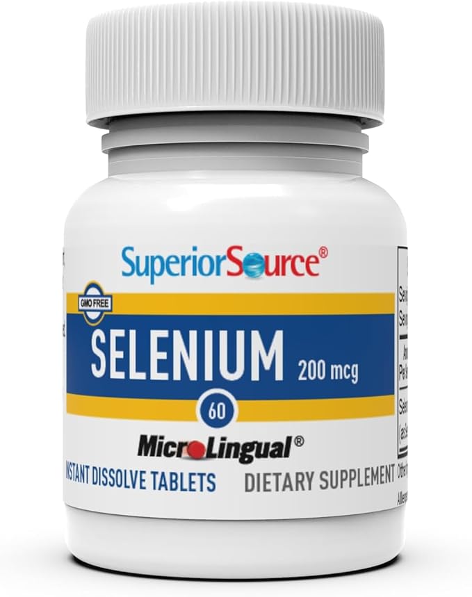 Superior Source Selenium 200 mcg - Immune Health Support Supplement - Selenomethionine Tablets Aid Thyroid Gland Function - Supplement Supports Recycling of Vitamin E - 60 Instant Dissolve Tablets