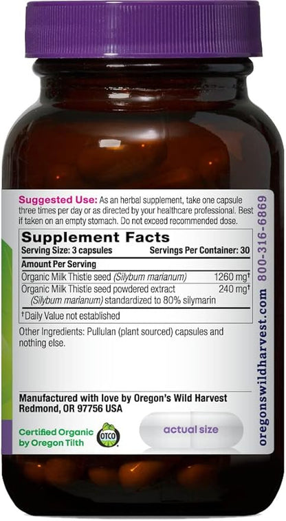 Oregons Wild Harvest Milk Thistle -Organic - 90 caps