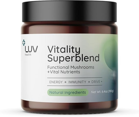 Vitality Superblend: Organic Energy & Wellness Powder with Cacao, Turmeric, Adaptogens, Non-GMO, 30 Servings (1)