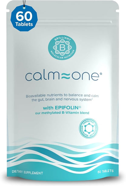 CalmOne Dietary Supplement for Adults & Children - Natural Calm to Balance The Gut, Brain & Nervous System - Fast Support for Anxiousness, Overwhelm, Sleep & Relaxation - 60 Chewable Tablets