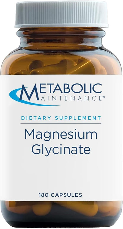 Metabolic Maintenance Magnesium Glycinate - Pure Magnesium + Vitamin C Supplement with Superior Absorption -Calm, Sleep Mood, Muscle + Cardiovascular Support (180 Capsules)