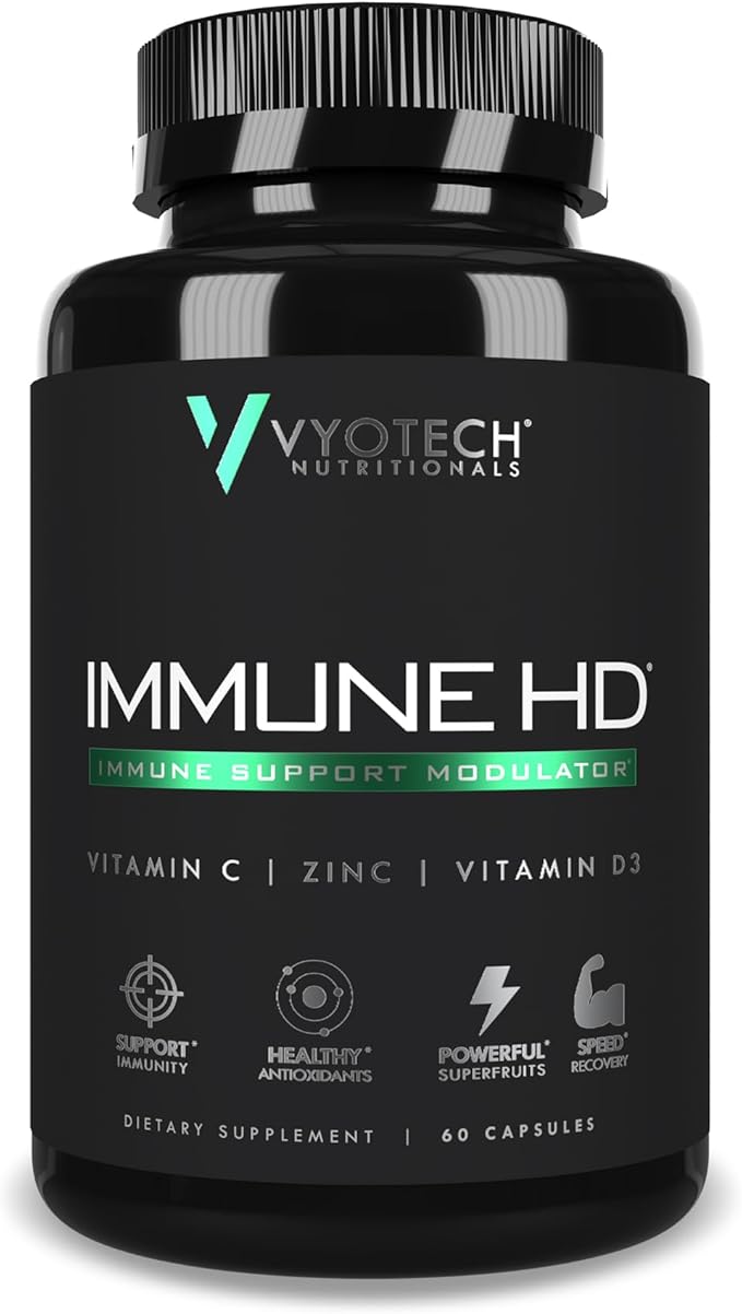 Immune HD Support Supplement | Elderberry, Echinacea, Vitamin C, D3, Zinc, Turmeric & Superfruit Antioxidants | Immune Health & Wellness Formula | 60 Capsules