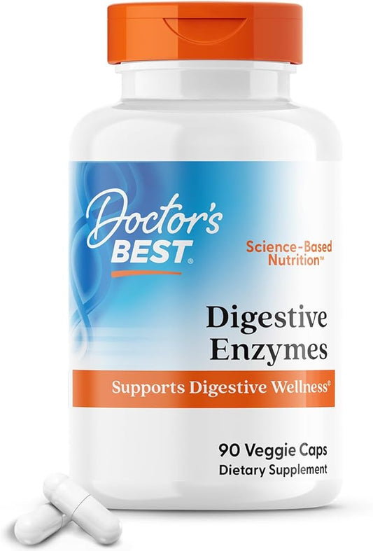 Doctors Best Digestive Enzymes, Supports Digestive Wellness, Non-GMO, Vegetarian 90 Veggie Caps