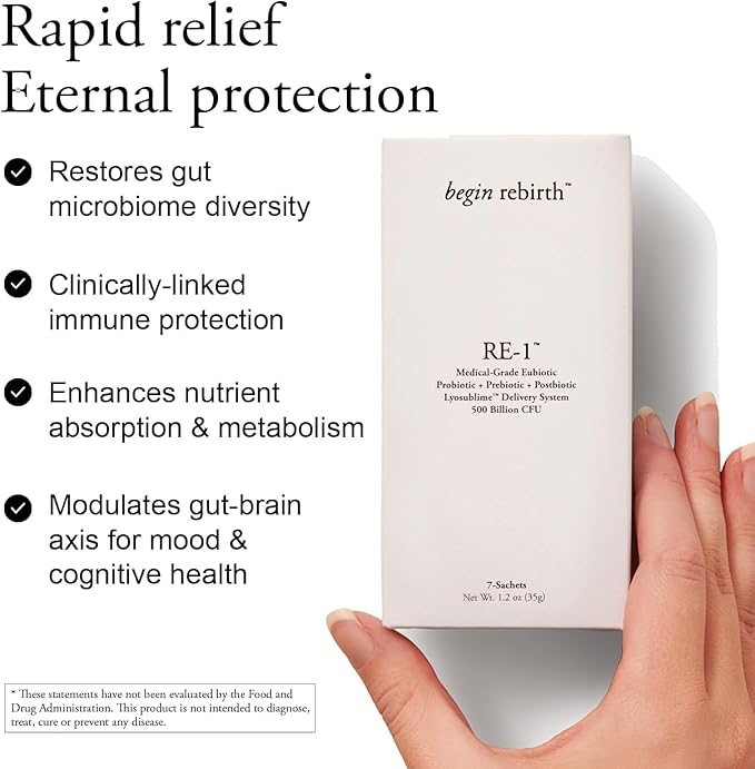 RE-1 3-in-1 Gut Reset – Probiotic + Prebiotic + Postbiotic - 500 Billion CFU - Clinically Backed 7-Day Formula for Bloating, Constipation, Mood & Immunity - Fast Relief, No Capsules - 7 Sachets