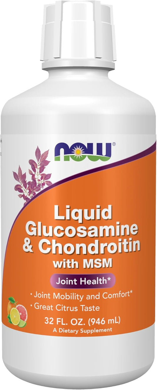 NOW Foods Supplements, Glucosamine & Chondroitin with MSM, Liquid, Joint Health, Mobility and Comfort*, 32-Ounce