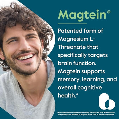 BESTVITE Magtein Magnesium L-Threonate Capsules - 2000mg per Serving (120 Vegetarian Capsules) - Patented and Bioavailable Magnesium - No Stearates - No Fillers - Vegan - Non GMO - Gluten Free