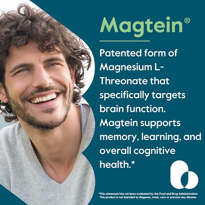 BESTVITE Magtein Magnesium L-Threonate Capsules - 2000mg per Serving (240 Vegetarian Capsules) (120 x 2)- Patented and Bioavailable Magnesium - No Stearates - Vegan - Non GMO - Gluten Free