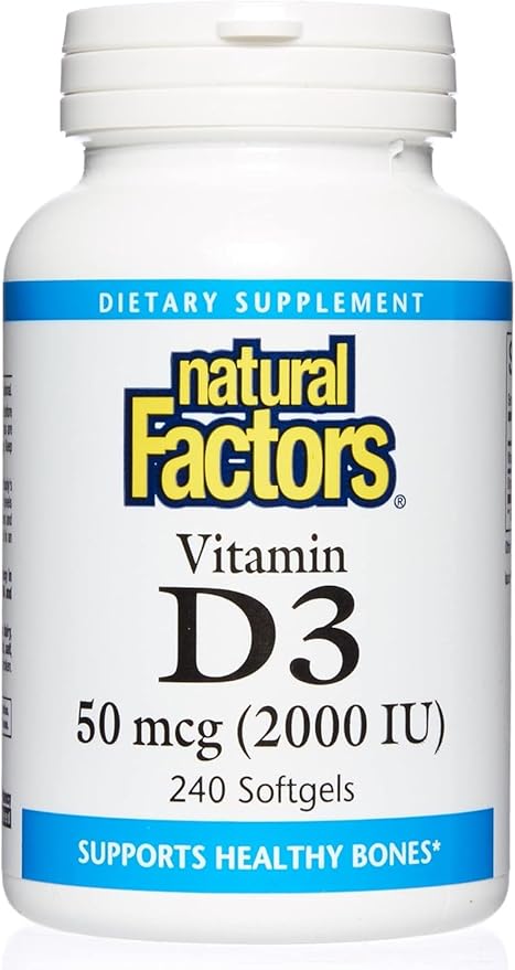 Natural Factors - Vitamin D3 2000 IU, Supports Healthy Bones, 240 Soft Gels