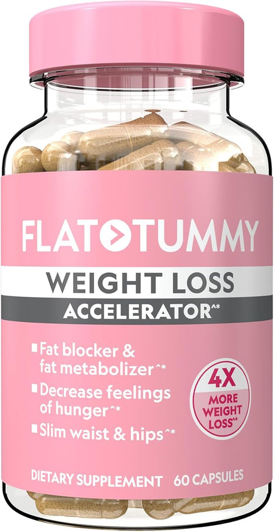 Flat Tummy Weight Loss Accelerator – Clinically Proven Fat Burner & Appetite Suppressant for Women, Post GLP-1 Supplement – Achieve a Slimmer Waist & HIPS – 60 Capsules