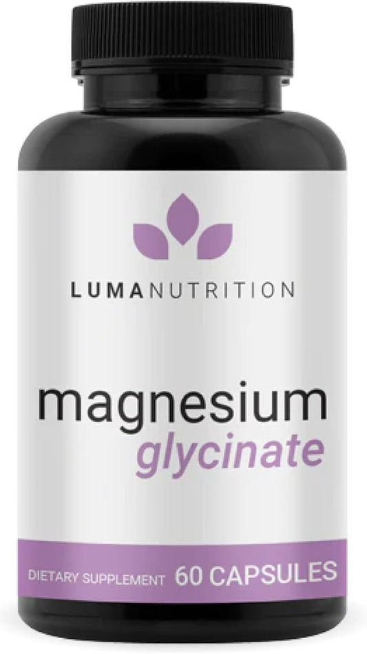 Luma Nutrition Magnesium Glycinate 1000mg - Support Stress, Sleep, Nerve & Muscle Health - 500mg Pure Magnesium Supplement Capsules - Chelated for High Absorption - 60 Veggie Capsules