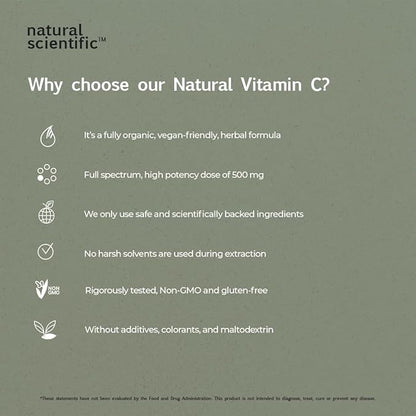 Vitamin C 500mg Supplement for Immune Support - from Organic Acerola Cherry - Vegan & Non-GMO - 45 Capsules, 15 Day Supply - Premium Dietary Supplement