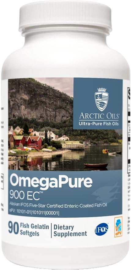 XYMOGEN OmegaPure 900 EC - Alaskan IFOS Five-Star Certified Omega 3 Fish Oil - EPA DHA Fish Oil Supplement- Supports Cardiovascular and Brain Health (90 Enteric-Coated Softgels)