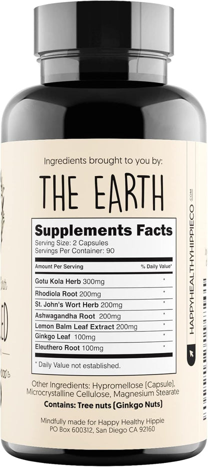 Joy-Filled Mood Support Supplement with St. Johns Wort 180 Ct | Rhodiola Rosea, Eleuthero, Ashwagandha | Stress Relief – Helps Calm The Mind & Body | 100% Plant-Based Happy Pills | Herbal Adaptogens