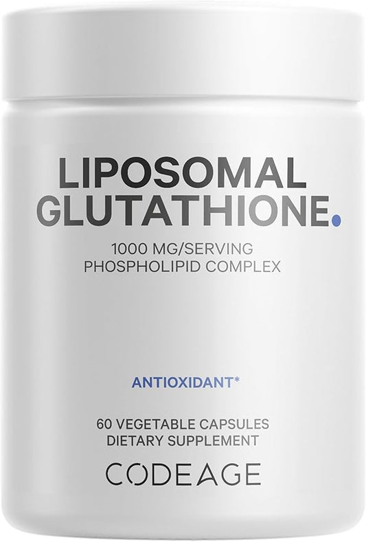Codeage Liposomal Glutathione 1000 mg Supplement, High-Potency Reduced L-Glutathione - Liposomal Delivery - Phospholipids - Non-GMO, Gluten-Free - 60 Capsules