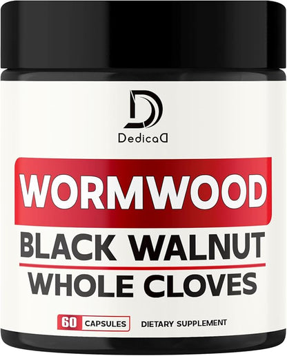 12in1 Wormwood Capsules Black Walnut Cloves, Ginger, Turmeric Curcumin & Black Pepper - Support Digestion Health, Immune System - 60 Capsules