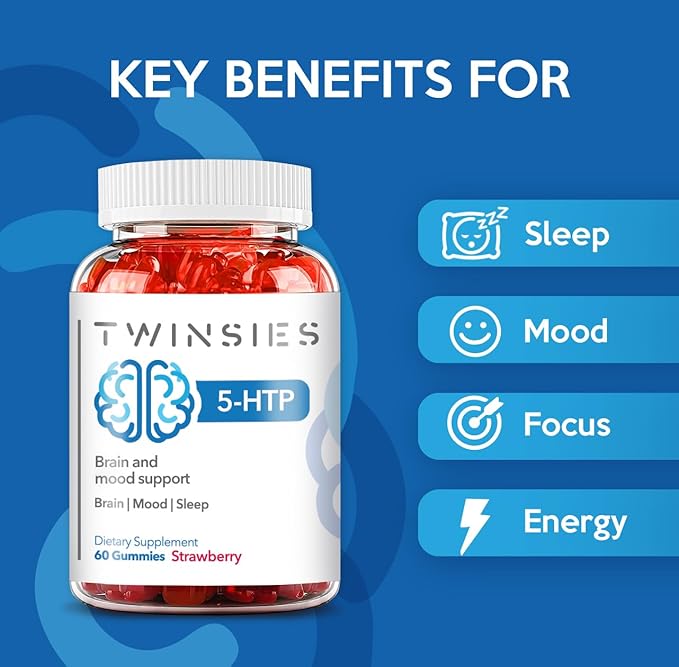 5-HTP Supplement 200mg Calm Gummies for Sleep Mood & Brain Health Support – L-Tryptophan 60 Strawberry Flavor Sleep Gummies for Adults – Gluten-Free & Non-GMO