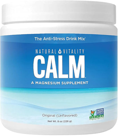 Natural Vitality Calm, Magnesium Citrate Supplement, Anti-Stress Drink Mix Powder, Unflavored - 8 Ounce (Packaging May Vary)