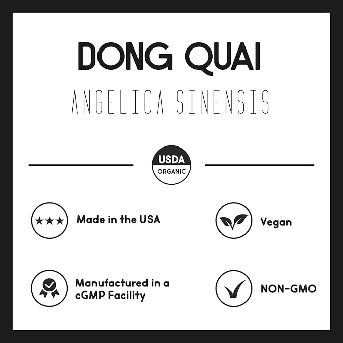 Organic Dong Quai 1000 mg | Female Hormone & Menstrual Support | Vegetarian, Organic, Non-GMO & Gluten Free