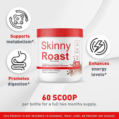 (3 Pack) Skinny Roast - Skinny Roast Coffee Advanced Formula, Official SkinnyRoast Organic Powder, Supplement Support Healthy Lifestyle - Premium Natural Formula, 180 Servings for 3 Months