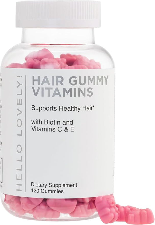 Hair Vitamins Gummies with Biotin 5000 mcg - Vitamin E, C & Zinc Support Hair Growth for Women & Men, Premium Vegetarian & Non-GMO, Stronger, Beautiful Hair, Skin & Nails Supplement - 120 Gummy Bears