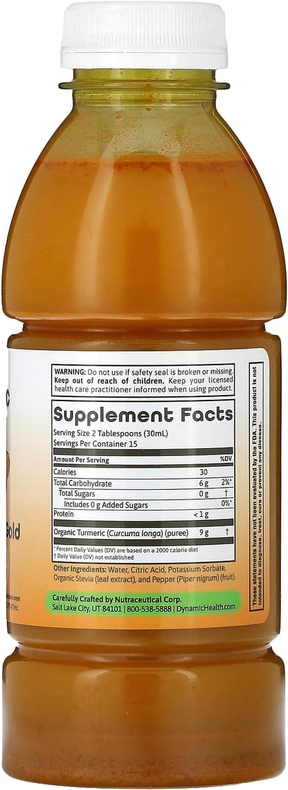 Dynamic Health Turmeric Gold, Turmeric 100% Juice, No Additives, Joint Support, Vegan, Gluten Free, Non-GMO, 16 oz