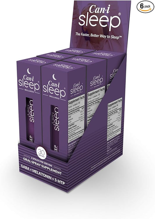 Sleep Fast & Longer 6-Pack | 180 Servings | Natural Vitamin Spray Sleep Aid with Melatonin, GABA, & 5-HTP | Multivitamin for Adults, Rejuvia Sleep through the Night by Can I Wellness