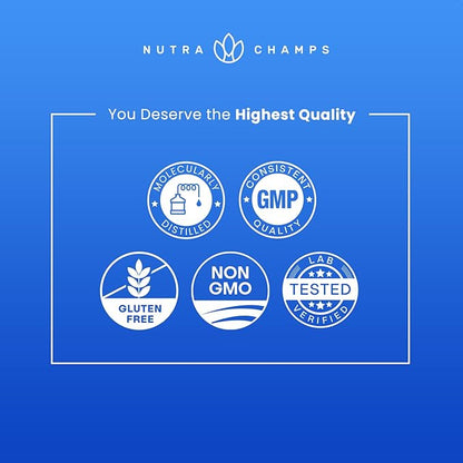 NutraChamps Omega 3 Fish Oil Supplements 3600mg with EPA & DHA, High Potency Omega 3 Supplement to Support Heart, Immune Health, 180 Natural Lemon Burpless Fish Oil Capsules
