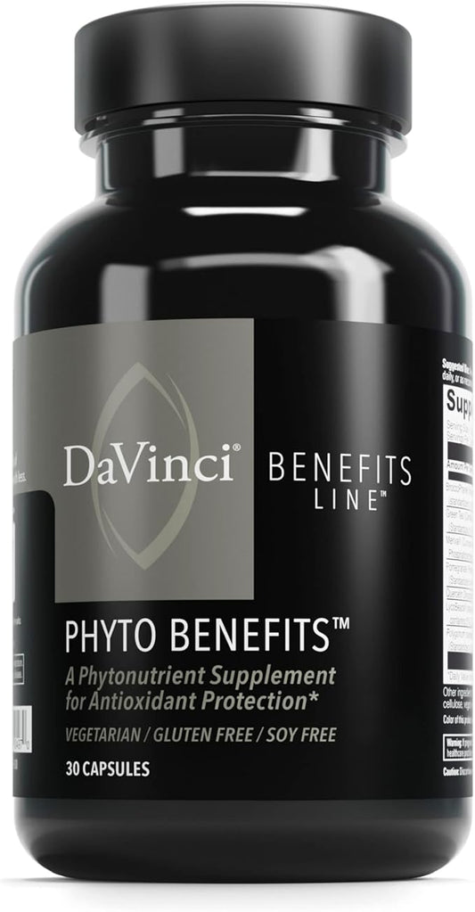DAVINCI Labs Phyto Benefits - Supports Heart, Brain & Immune Health, GLP-1 Production & More with Curcumin, Quercetin, Green Tea & More* - Vegetarian, Gluten-Free, Soy-Free - 30 Capsules