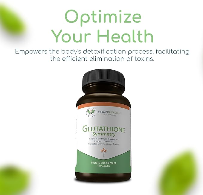 Glutathione Symmetry | S-Acetyl Glutathione Supplement | Antioxidants & Detoxification Supplement | Natural Cellular Support | All-Natural, Vegan, Non-GMO, 120 caps