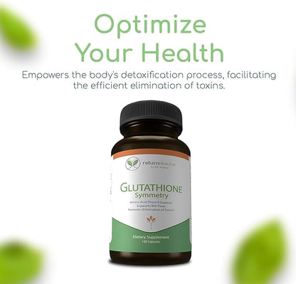 Glutathione Symmetry | S-Acetyl Glutathione Supplement | Antioxidants & Detoxification Supplement | Natural Cellular Support | All-Natural, Vegan, Non-GMO, 120 caps
