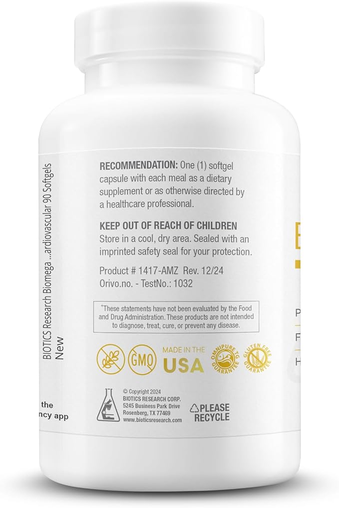 Biotics Research Biomega-1000™ Omega 3 1000mg Fish Oil Supplement with EPA/DHA, Highly Concentrated Fish oil Omega-3 Fatty Acids For Women & Men – Supports Immune & Cardiovascular Health – 90 Softgels