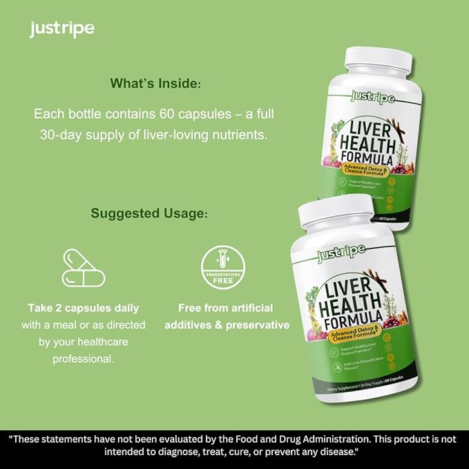 Liver Health Formula, Liver Cleanse Detox & Repair with Artichoke Extract, Milk Thistle, Dandelion and More for Liver Health - Herbal Liver Support Supplement 30 Days Supply (1)