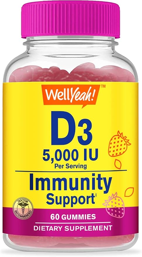Sugar Free Vitamin D3 5,000 IU (125mcg) Extra Strenght Gummies - Immune Booster, Bone and Teeth Support - Non GMO, Gluten Free, Nut Free, Vegan - Natural Sourced Flavors - 60 Gummies (2)