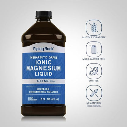 Piping Rock Liquid Ionic Magnesium | 400 mg | 8 oz | Non-GMO, Gluten Free Supplement