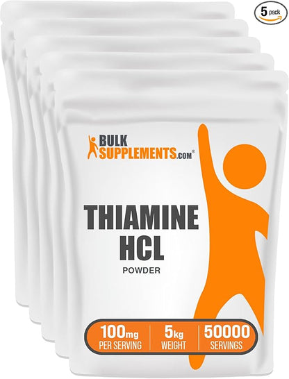 BulkSupplements.com Thiamine HCl Powder - Thiamine Hydrochloride - Thiamine B1 Supplement - B1 Vitamins - Thiamine 100mg - Thiamine Powder - 100mg per Serving (5 Kilograms - 11 lbs)