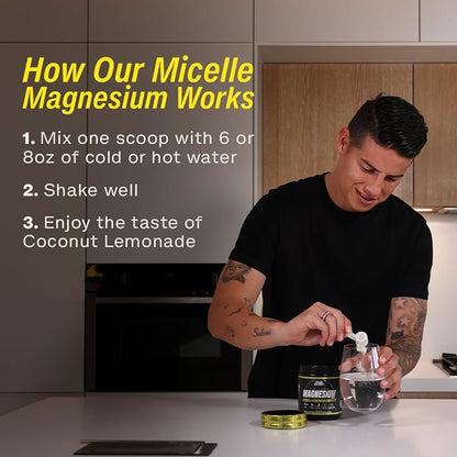 Magnesium Glycinate Powder Supplement - L-Theanine, Ashwagandha, Valerian Root - High Absorption - Supports Muscle Repair - Founded by James Rodriguez - 30 Servings (Coconut Lemonade)