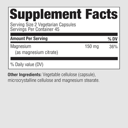 PureFormulas Magnesium Citrate - Supplement for Sleep, Heart Health - Non-GMO - 90 Vegetarian Capsules