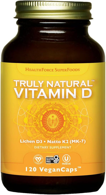 HealthForce SuperFoods Truly Natural Vitamin D - 120 Vegan Capsules